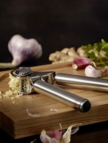 12895 Stainless Steel Garlic & Ginger Press with Scraper for Effortless Mincing with Easy Cleanup, 13-inch