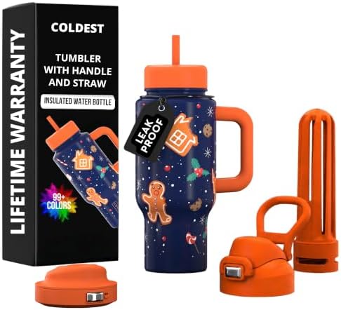 Coldest Tumbler with Handle & Coffee Lid - 100% Spill Proof Tumbler (3 Lids) - Stainless Steel Insulated Leakproof Tumblers for Women & Men - Cup Holder Friendly - 24 oz (But I'm hungry) by Coldest