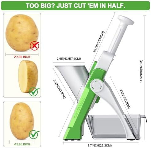 Safe Potato Slicer, Chips French Fry Cutter Adjustable 1-8 mm