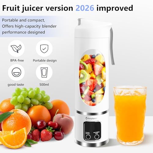 EASYSPEED Portable Blender Electric USB-C, 500ML Personal Juicer for Shakes, 12 Blades, 1500mAh Rechargeable, BPA Free, 18oz Small Blender with Leakproof Lid & Sip Spout, Mixing, Compact - Image 3