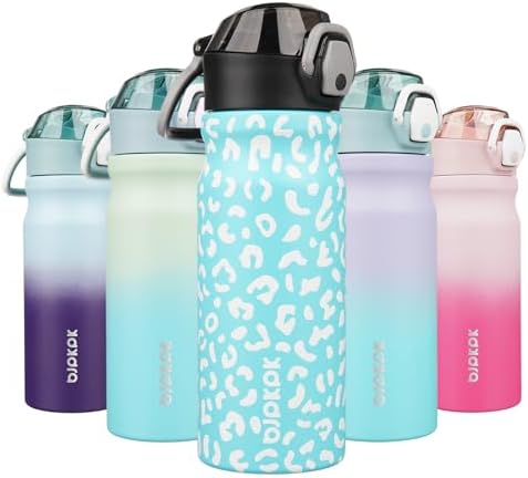 BJPKPK 18 oz Water Bottle with Straw & Handle, Insulated Stainless Flask by BJPKPK