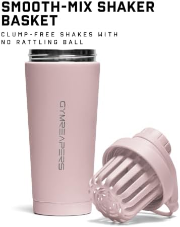 Gymreapers Stainless Steel Protein Shaker Bottle - Double Wall Insulated, Leak Proof, BPA-Free Metal Vacuum Blender Cup For Gym, Sports, Pre & Post-Workout Cold Hydration - 26 OZ (Pink) - Image 3