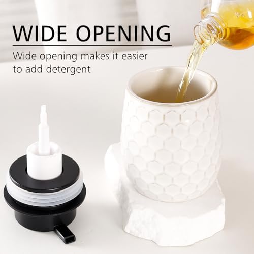 Foaming Soap Dispenser, 12OZ Ceramic Foam White Hand Soap Dispenser with Honeycomb Design for Kitchen or Bathroom, Refillable Dish Lotion Dispenser