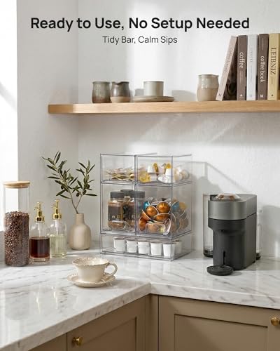 Clear Stackable Storage Drawers Set of 5, Plastic Organizer Bins