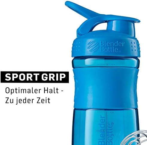BlenderBottle SportMixer Tritan Grip Shaker Bottle, Cyan/Cyan, 20-Ounce (C01649) - Image 4