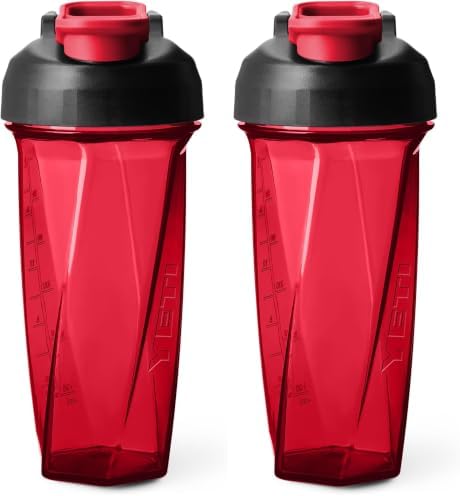 YETI Yonder Helimix Vortex Blender Shaker Bottle Holds up to 27oz | No Blending Ball or Whisk | USA Made | Portable Pre Workout Whey Protein Drink Shaker Cup | Dishwasher Safe, Rescue Red (Pack of 2) by YETI