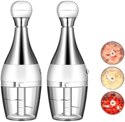 Garlic Nut Onion Kitchen Chopper Dicer, Onion Slicer, Garlic Hand Chopper Mini Stainless Steel, Pecan Chopper, Nut Chopper Manual Glass Jar(2 packs) by Unknown