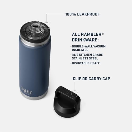 Rambler 26 oz Bottle, Vacuum Insulated, Stainless Steel with Chug Cap, Black