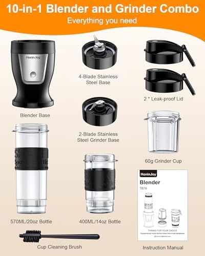 Smoothie Blender and Grinder Combo, 10-Piece Blenders Shakes - Image 2