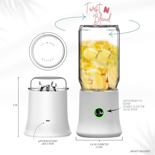 Personal Portable Blender for BALL Mason Jar, Blender Attachment Designed for wide mouth jars by Le Marq Design. - Image 2