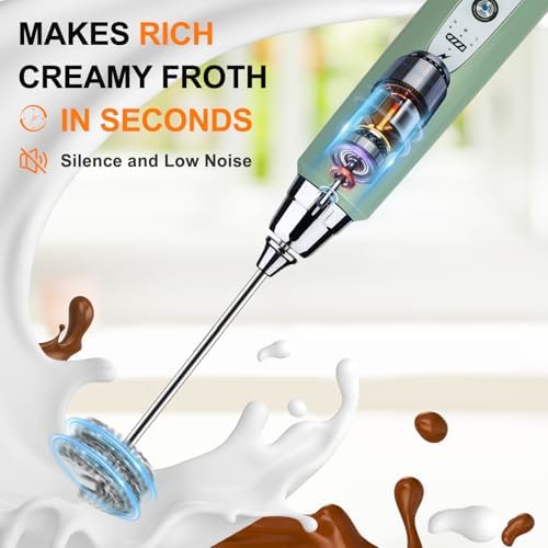 Handheld Milk Frother Wand for Coffee, Rechargeable Electric Whisk
