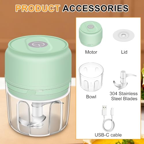 Garlic Chopper, 250ML Garlic Mincer, Electric Mini Food Processor - Image 7