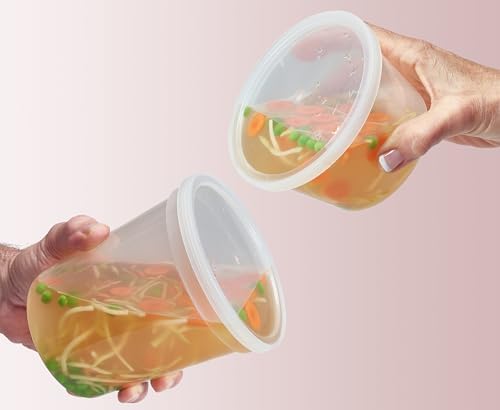 Food Storage Containers with Lids Freezer Deli Cups 90 Sets Expanded Combo Pack 8oz 12oz 16oz 24oz & 32oz BPA-Free Leakproof Round Clear Takeout Meal Prep Microwavable, Airtight Lids