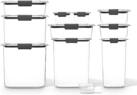 Brilliance Pantry 10 Piece Set, Clear and Airtight Food and Pantry Storage Containers
