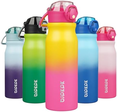 BJPKPK 25 oz Insulated Water Bottle, Straw, Handle, Stainless Steel Flask by BJPKPK