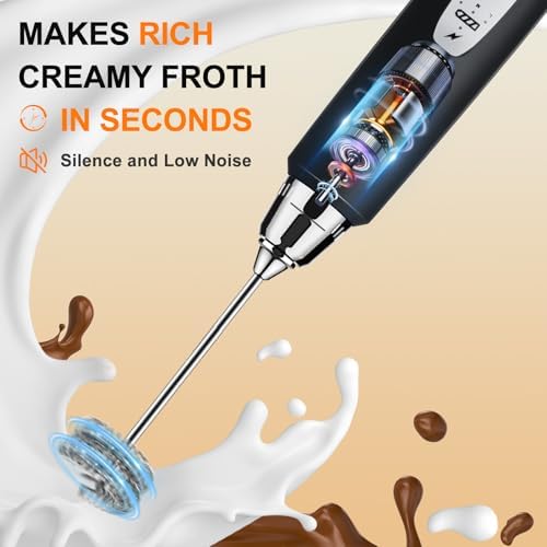Handheld Milk Frother Wand for Coffee, Rechargeable Electric Whisk