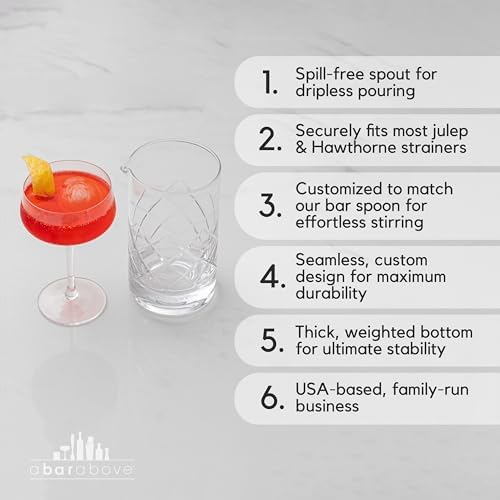 Cocktail Mixing Glass, Diamond Cut Stirring Pitcher, 18 Oz