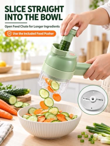 5-in-1 Wireless Handheld Electric Vegetable Chopper (Green) - Image 4