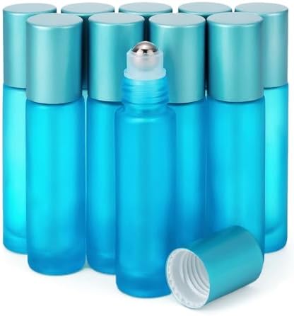Kesell 10ml Glass Roller Bottles, 10-Pack, Light Blue by Kesell