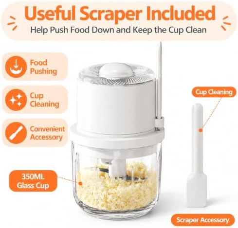 Electric Cordless Garlic Chopper 350ML with Glass Bowl, 6 Blades - Image 5