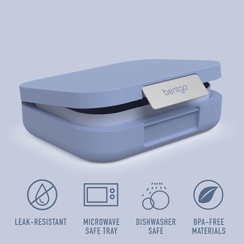 Modern - Leak-Resistant Bento Lunch Box For Adults, Teens, & Larger Appetites; Reusable BPA-Free Meal Prep Container with 3 or 4 Compartments, Dishwasher/Microwave Safe; 5 Cups (Dusk Blue)