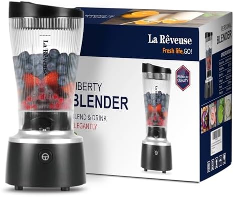 Single Serving Blender, Portable 15oz Cup, 250W, Black, LARB2202