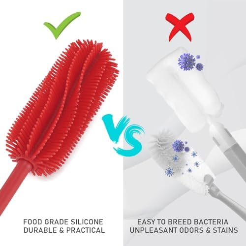 Silicone Bottle Brush, 15.7" Water Bottle Cleaner Brush, Red - Image 5