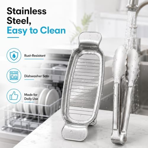 Butter Slicer Cutter with Serving Tongs, 304 Stainless Steel Butter and Cheese Cutter Wire Slicer Kitchen Gadget for Block Butter, Soft Cheese, Toast, Pancakes, Breakfast, Baking and Serving - Image 4