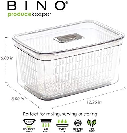 Produce Saver - 23.7 Cup/5.6L | Fridge Storage Containers for Fruits and Vegetables | Vegetable Storage with Adjustable Air Vent, Removable Basket | BPA-Free Fridge Organizers and Storage