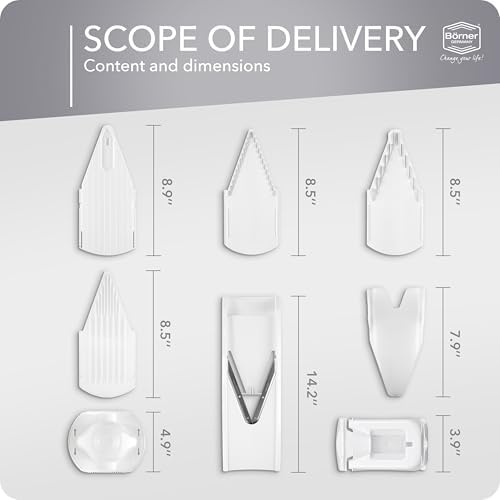 Mandoline Food Slicer Börner V1 (Profi Set) by Reston Lloyd • V-Slicer with 4 Inserts, Docking Station & Food Holder • Made in Germany • Fruit & Vegetable Chopper • Multiple Settings • Color: White - Image 6
