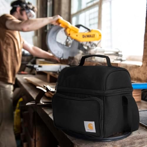 Camping Cooler, Worksite Lunch Box, Soft Shell Lunch Bag for Construction Sites, Work and Everyday Use, Black