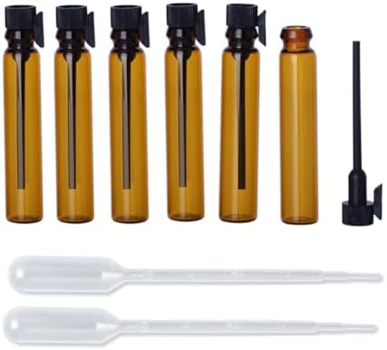 100 Dropper Bottles 2ML and10 Funnels Amber Glass Mini Small Empty Perfume Sample Bottles with Black Caps for Aromatherapy, Perfume Samples, Travel Size Liquid Storage - Image 3