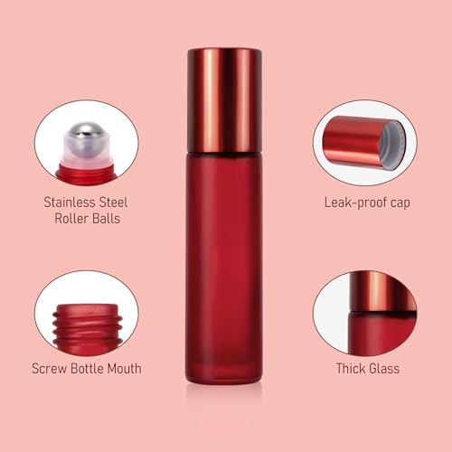 Kesell 10 Pack - 10ml Refillable Frosted Glass Roller Bottles - Image 3