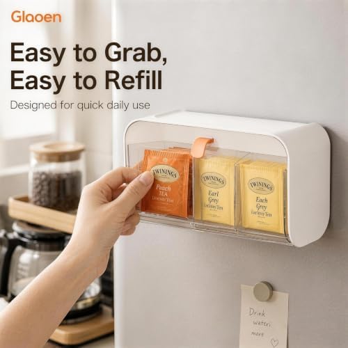Magnetic Tea Bag Organizer with Lids Tea Organizers for Refrigerator