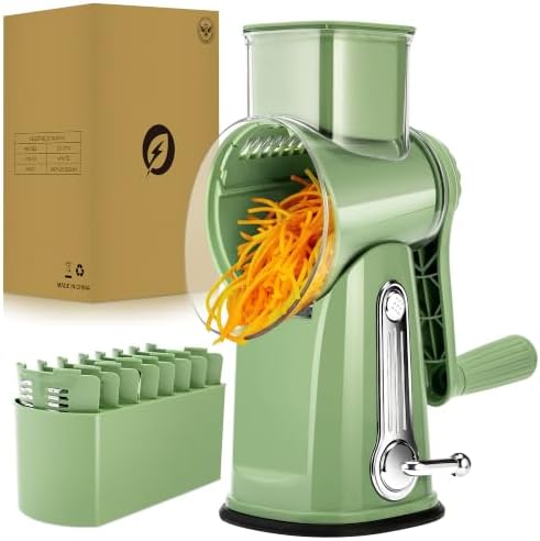 Rotary Cheese Grater, Large Vegetable Food Shredder, 5 Blades