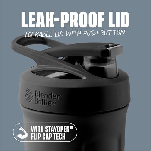 BlenderBottle Sport Flip Stainless Steel Shaker Bottle 24 oz Black - Image 2
