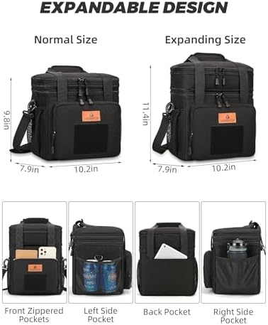Expandable Lunch Box for Men Durable Leakproof Insulated Lunch Bag 24Cans