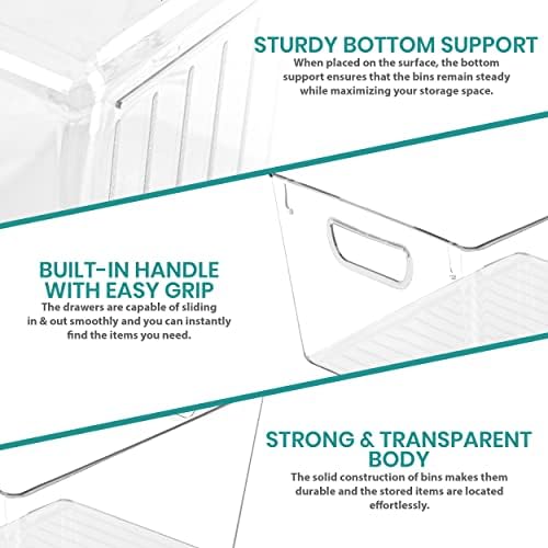 Pantry Organizers and Storage Bins, 6 Pack, Large, Clear