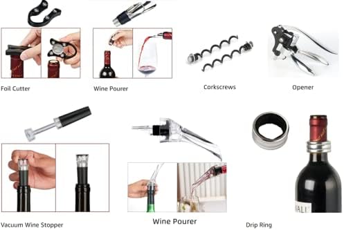 Wine Opener,Wine Bottle Opener, Wine Accessories Areator Wine Opener Kit, Red wine Corkscrew Set with Wood Case,Wine Gift with Luxury Packaging