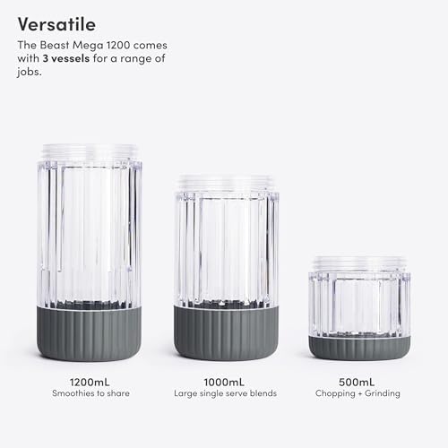 Beast Mega 1200 Plus Countertop Blender, XL Vessel, Charcoal, 1200W - Image 5