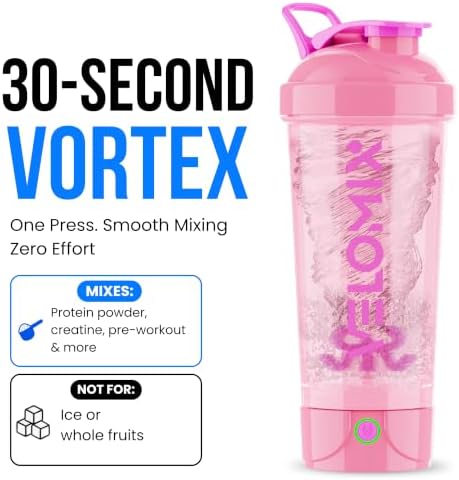 VELOMIX 24oz Electric Protein Shaker Bottle for Protein Mixes, Pink - Image 2