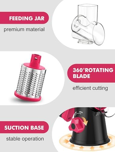 GDL Cheese Grater Hand Crank, Rotary Cheese shredder, Vegetable Slicer - Image 6