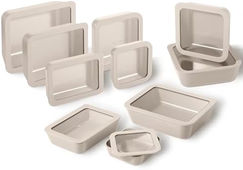 Glass Food Storage Containers with Lids, 20-Piece Set, Crema