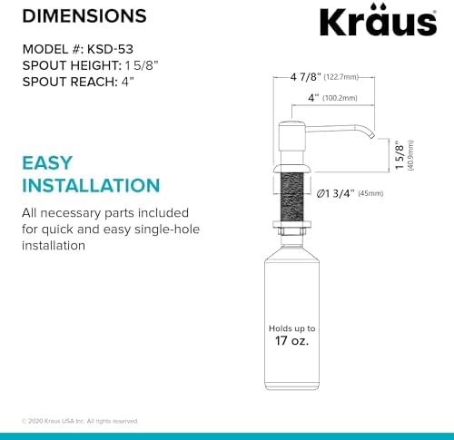 KRAUS Boden Kitchen Soap and Lotion Dispenser in Brushed Brass, KSD-53BB