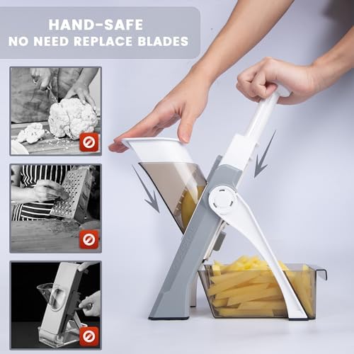Safe Mandoline Slicer for Kitchen,Adjustable Potato Slicer 1-8 mm
