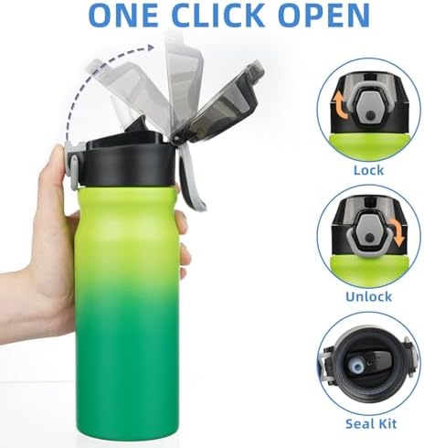 BJPKPK 18 oz Water Bottle with Straw & Handle, Insulated Stainless Flask - Image 3