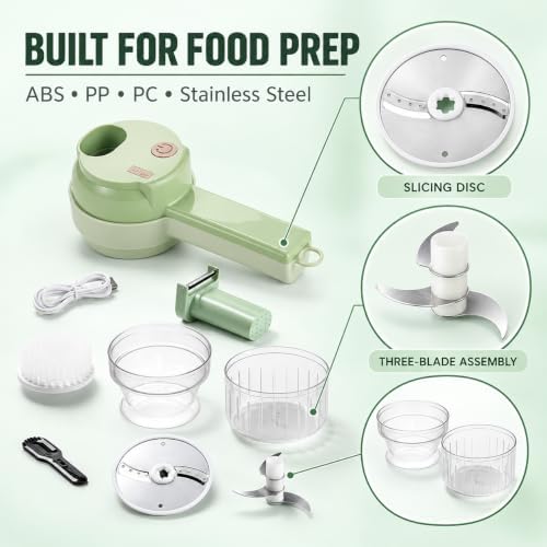 4 in 1 Handheld Electric Vegetable Cutter, Food Chopper with Container (White) - Image 6