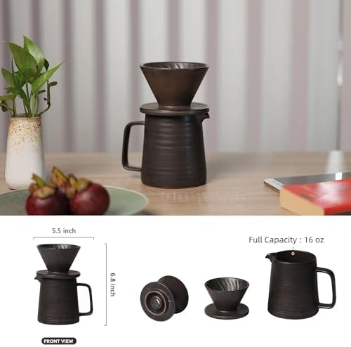 Stoneware Pour Over Coffee Set with Dripper & 16 fl oz Carafe