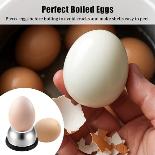 Egg Piercer for Raw Eggs, Stainless Steel Needle Egg Punch Tool with Black Anti-Slip Base to Get Good Hard Boiled Eggs for Home and Commercial Kitchen Use - Image 3