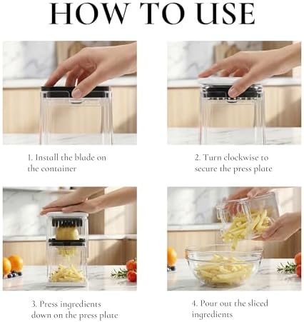 French Fry Cutter with 2 Blades Stainless Steel Manual Potato Chopper White - Image 4